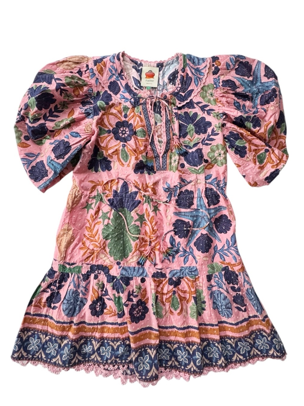 Farm Rio Seashell Tapestry Mini Dress | SMALL - Picture 7 of 12